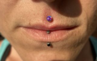 Photo of a mouth piercing